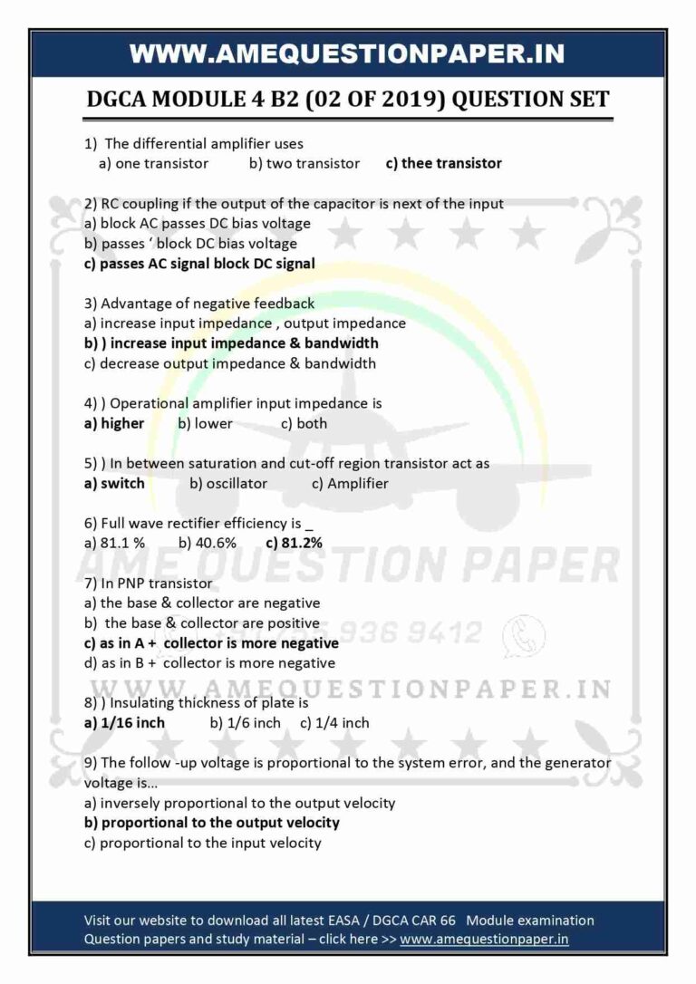 DGCA AME MODULE 4 B2 ELECTRONICS PREVIOUS QUESTION PAPER