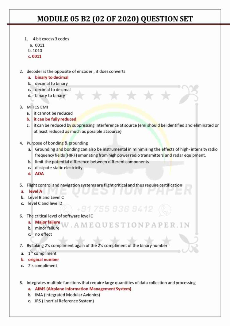 DGCA AME MODULE 5 B2 DIGITAL TECHNIQUES PREVIOUS QUESTION PAPER